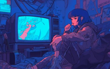 Fototapeta premium 80s Japanese Anime style 