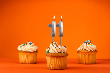 Birthday celebration in orange color - Candle number 11