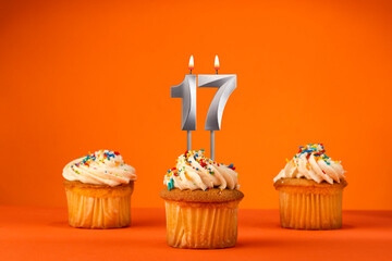 Birthday celebration in orange color - Candle number 17