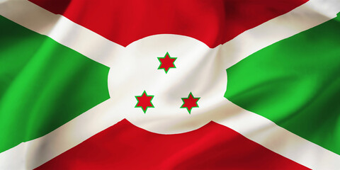 Burundi waving flag background. 3D illustration of Burundi flag