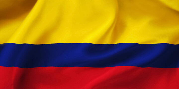 Colombia waving flag background. 3D illustration of Colombian flag