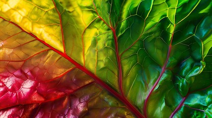 Close up of a organic and homegrown swiss chard leaf : Generative AI
