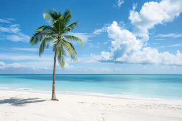 Tranquil beach scene with turquoise waters white sand