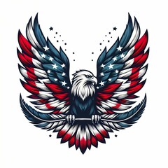 Majestic Bald Eagle with American Flag Wings