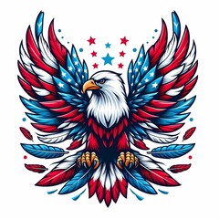 Obraz premium Majestic Bald Eagle with American Flag Wings