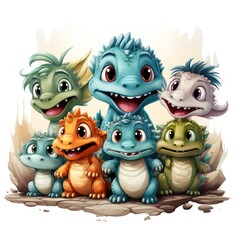 cartoon characters with cute dinosaur images