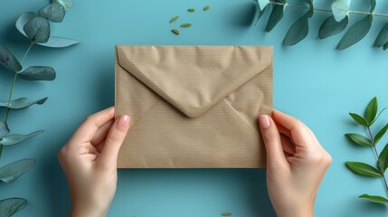 Hand holding envelope with letter