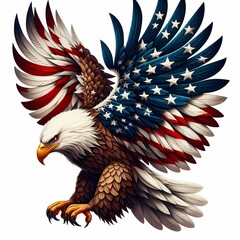Majestic Bald Eagle with American Flag Wings