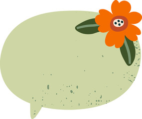 Grunge Speech Bubble With Flowers