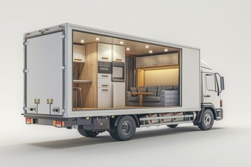 Spacious truck being loaded with boxes, ready for professional moving and transport service, showcasing a clean, organized, and efficient setup for relocation.