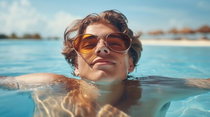 man wearing a glasses in the sea