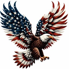 Obraz premium Majestic Bald Eagle with American Flag Wings