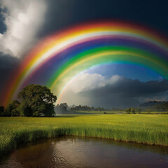 Naklejka premium rainbow over the river Generated by Ai 