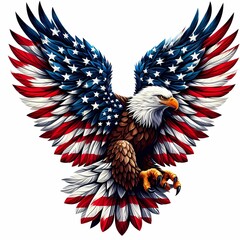 Majestic Bald Eagle with American Flag Wings