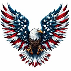 Majestic Bald Eagle with American Flag Wings
