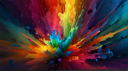 Abstract background with colorful chaotic explosion theme	

