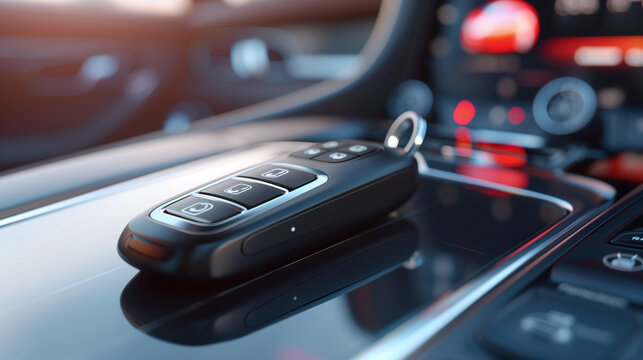 Remote Control Resting on Car Dashboard