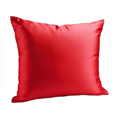 Soft red satin pillow isolated on white background 3d rendering of a comfortable bed pillow
