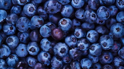 Blueberries close up filling the frame seen from above : Generative AI