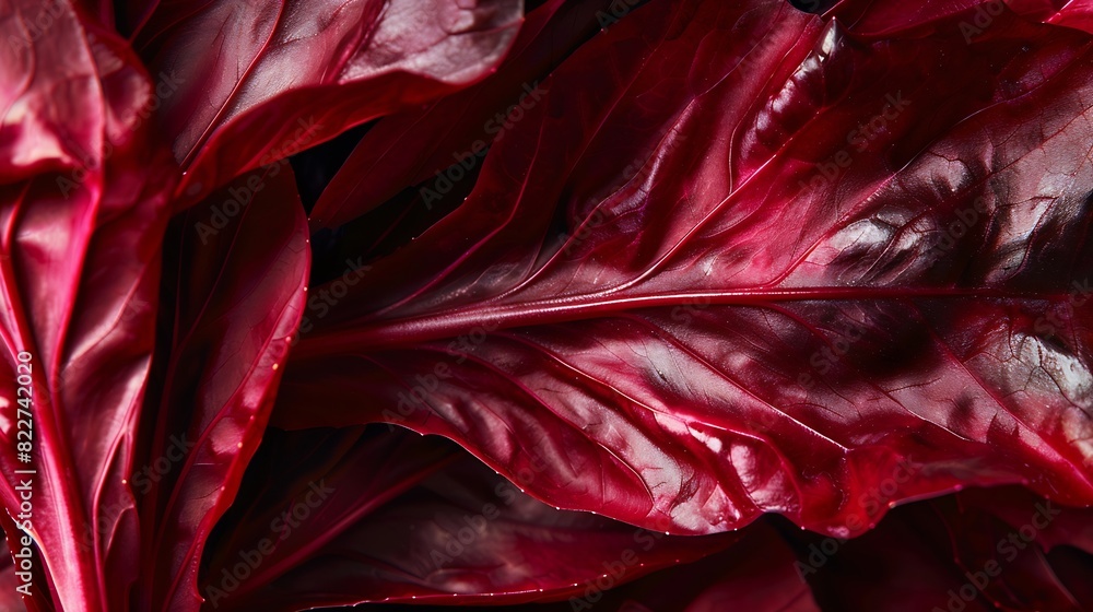 Poster leaf of red radicchio or red salad background image closeup : generative ai