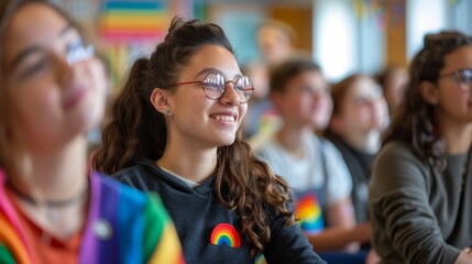 Embracing Diversity: Teacher Explaining LGBTQ+ History to Engaged Students in Inclusive Classroom Setting