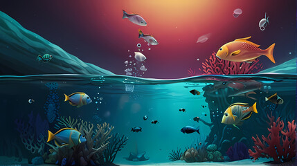 Abstract background with the theme of underwater world life