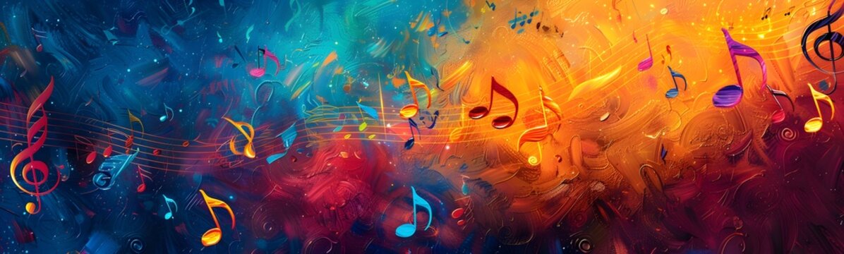 colorful music background with note