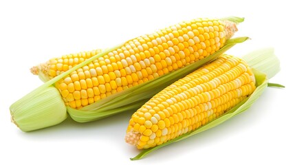 Fresh corn isolated on white background Clipping path : Generative AI