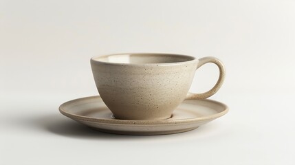 Coffee cup and saucer on a white background : Generative AI