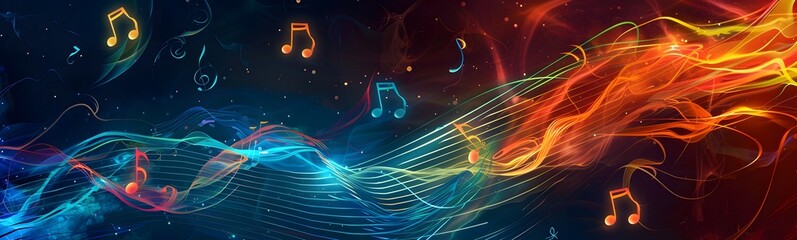 colorful music background with note