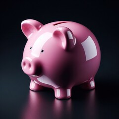 A pink piggy bank against a black background, symbolizing saving, finance, and effective money management