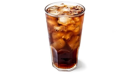 Glass of iced coffee isolated clipping path on white background : Generative AI