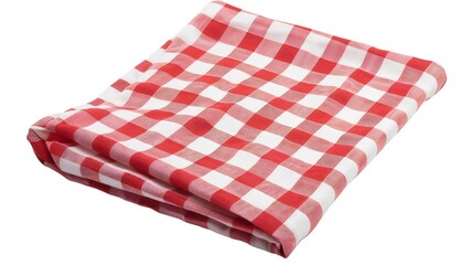 Red checkered napkin front view isolated on white background Rustic chic style mockup perspective : Generative AI