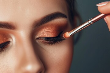 Obraz premium Close-up of applying eyeshadow on an eye