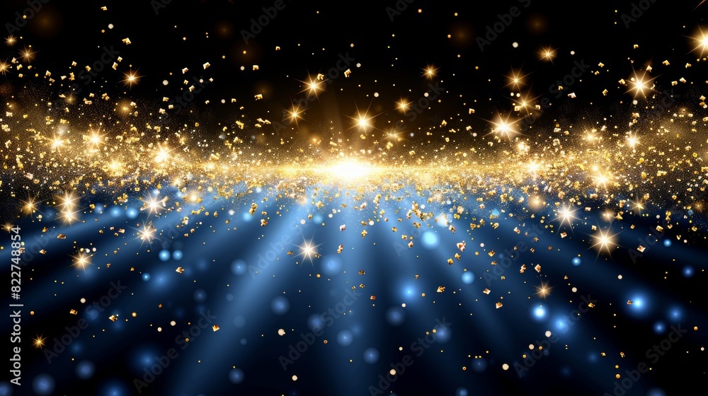 Poster glowing particle dots with colorful dots in abstract background, concept of light shining sparkling 