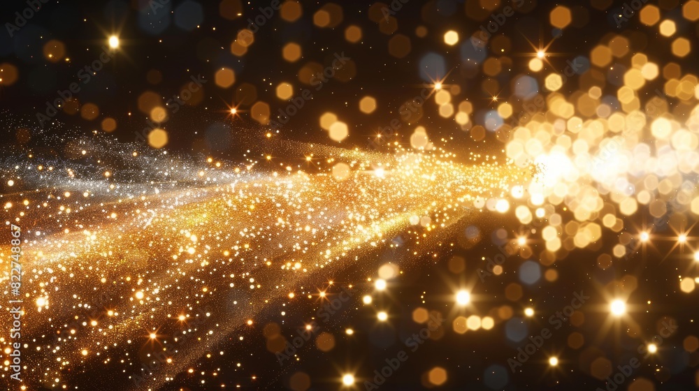 Poster glowing particle dots with colorful dots in abstract background, concept of light shining sparkling 
