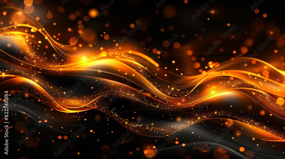 Poster glowing particle dots with colorful dots in abstract background, concept of light shining sparkling 