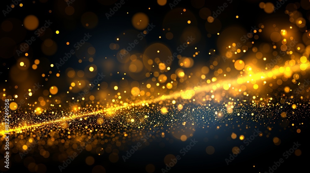 Poster glowing particle dots with colorful dots in abstract background, concept of light shining sparkling 