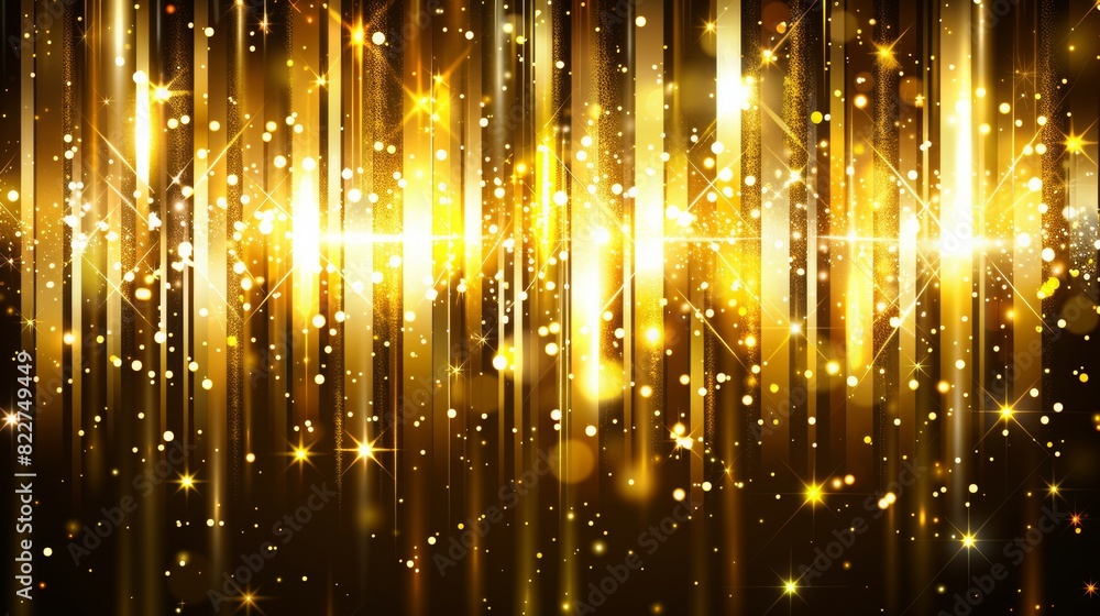 Poster glowing particle dots with colorful dots in abstract background, concept of light shining sparkling 