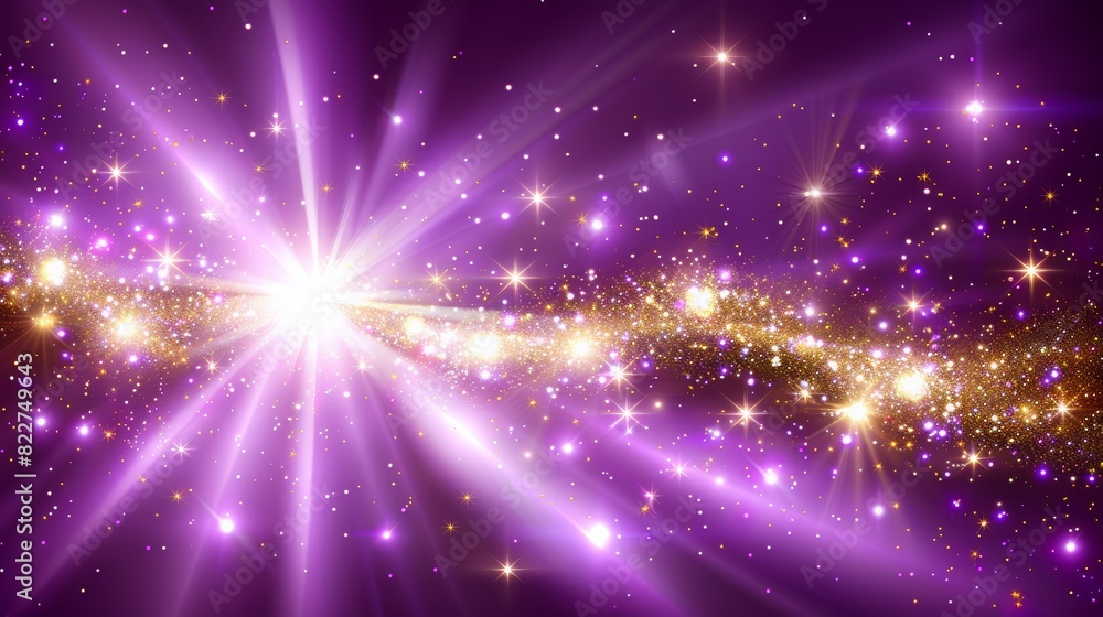 Poster glowing particle dots with colorful dots in abstract background, concept of light shining sparkling 