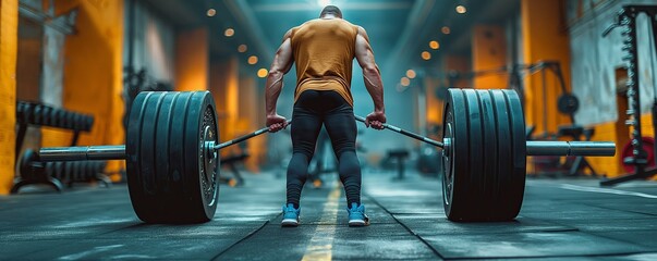 Athlete preparing for deadlift in gym