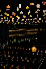 Colourful lanterns on a black background