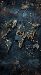 Map of the world on a black background