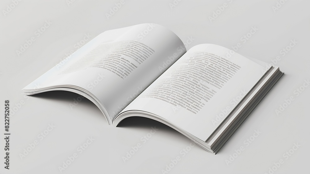 Poster Mock up view of an open magazine  3d rendering : Generative AI