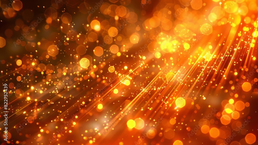 Poster glowing particle dots with colorful dots in abstract background, concept of light shining sparkling 