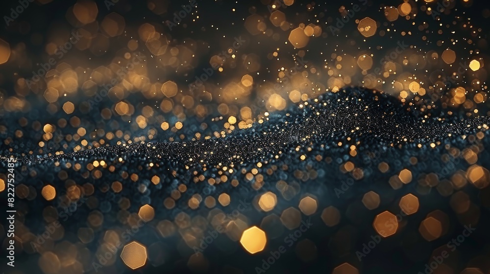 Poster glowing particle dots with colorful dots in abstract background, concept of light shining sparkling 