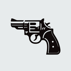 black revolver gun isolated on white background