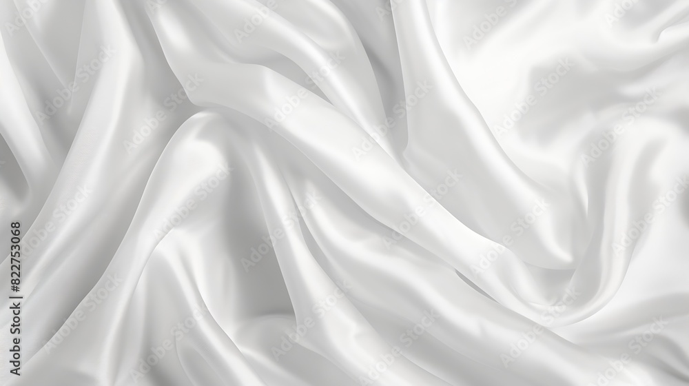 Aufkleber Abstract White Satin Silky Cloth for background Fabric Textile Drape with Crease Wavy Foldswith soft waveswaving in the wind : Generative AI