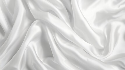 Obraz premium Abstract White Satin Silky Cloth for background Fabric Textile Drape with Crease Wavy Foldswith soft waveswaving in the wind : Generative AI