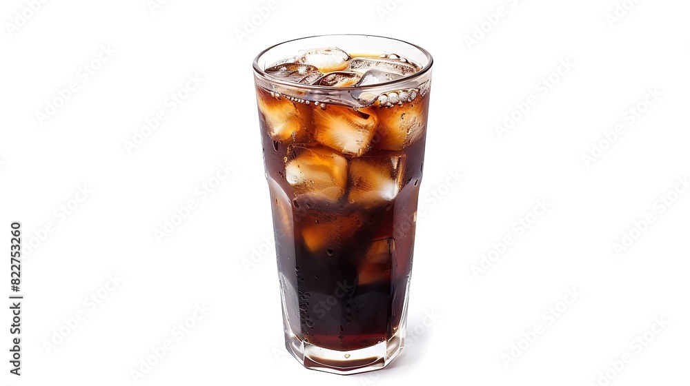 Poster glass of iced coffee isolated clipping path on white background : generative ai